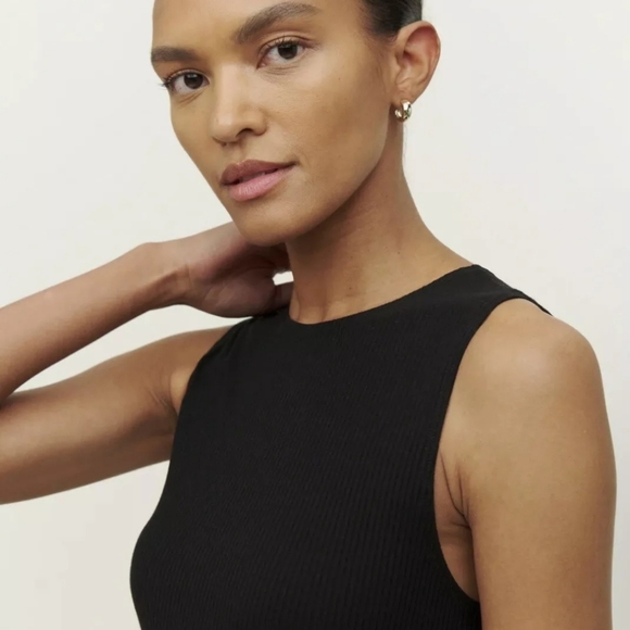 Reformation Little Black Dress Women's Size S With Side Slit Ruched - Picture 3 of 9